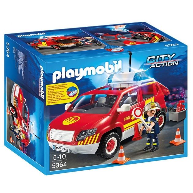 Playmobil Пожарная служба Пожарная машина командира со светом и звуком 5364pm